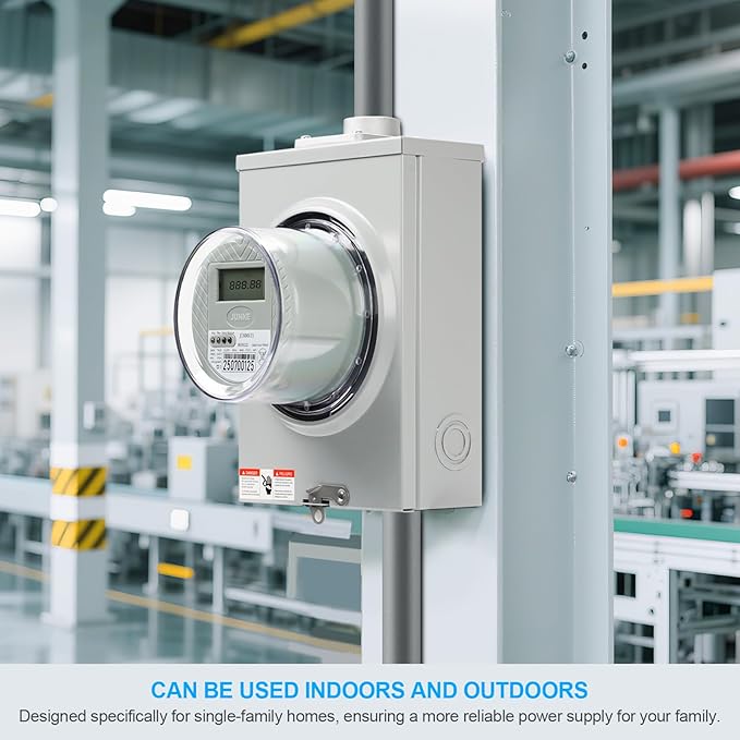125 Amp Meter Socket, 4 Jaw Meter Base, 600V 3 Wire Ringless Type, - Image 6