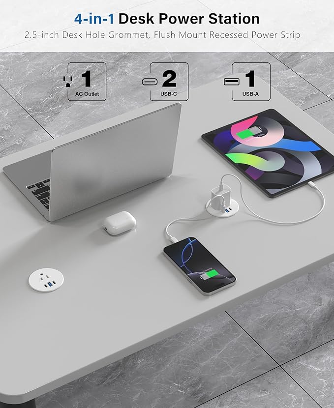 2.5 inch Power Grommet, 20W USB-C Charging, 1 Outlet - Image 2