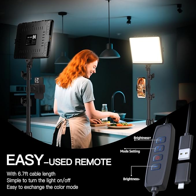2-Pack LED Video Light Kit, NiceVeedi Studio Light, 2800-6500K Dimmable - Image 6