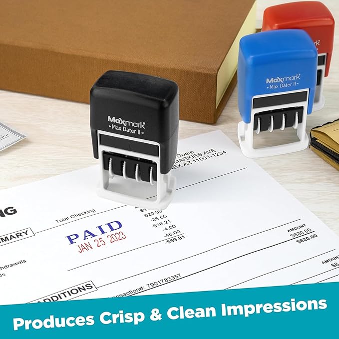 MaxMark Self-Inking Rubber Date Office Stamp - Image 4