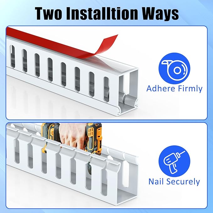 Open Slot Wiring Raceway Cable Duct, 123in Cable Management Channel Cord Track - Image 4