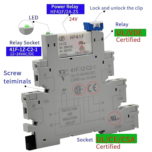 Electromagnetic Relay 24V DC/ 24V AC SPDT 6A - Image 5