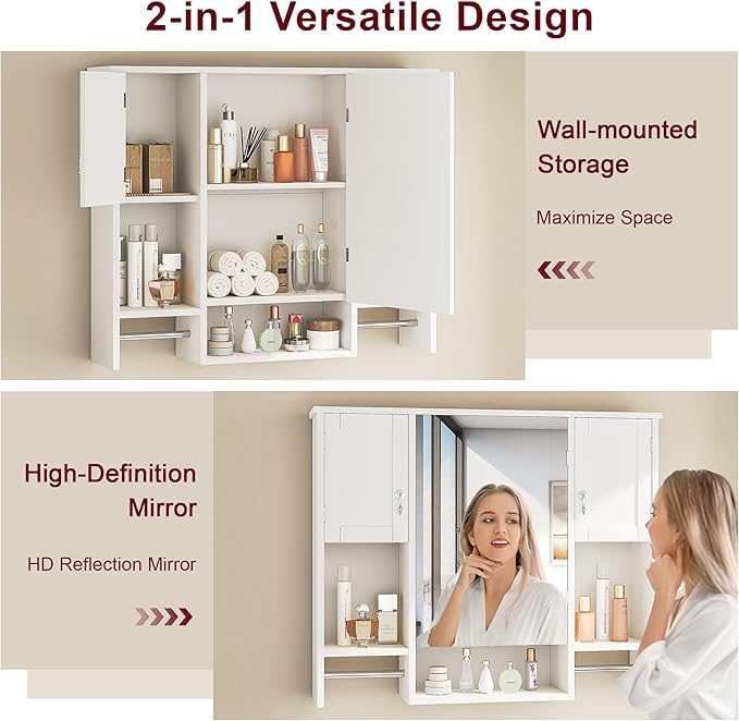 VECELO Bathroom Wall Cabinet - Image 5