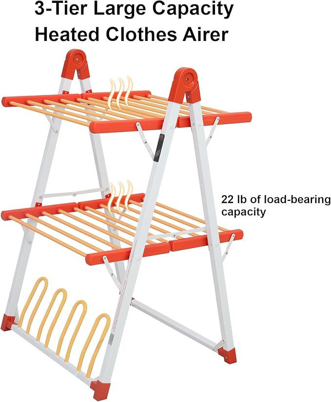SHARNDY Electric Heated Clothes Drying Rack, Foldable Heated Garment Dryer - Image 3