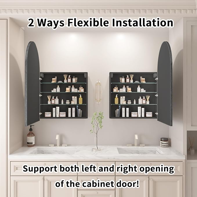 Arched Medicine Cabinet with Mirror, Bathroom Medicine Cabinet with Mirror Wall - Image 5