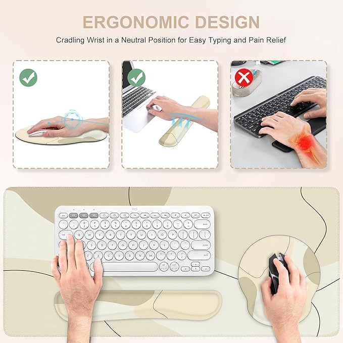 iCasso Large Gaming Mouse Pad Wrist Support Set, Desk Mat, 4in1 XXL Mousepad + - Image 3