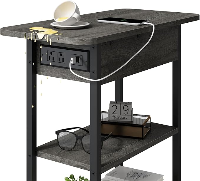LIDYUK End Table with Charging Station, Flip Top Side Table with USB Ports and - Image 5