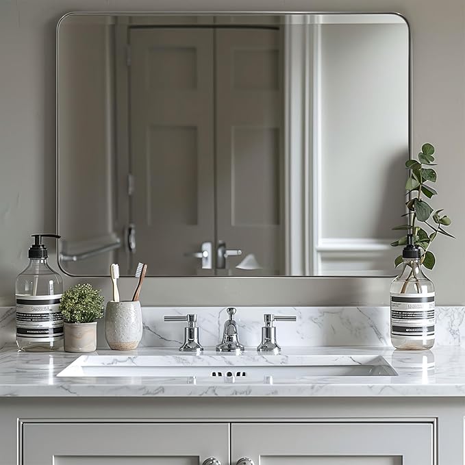 ANDY STAR 36"x48"Chrome Bathroom Mirror, Large Wall Mirror by ANDYSTAR