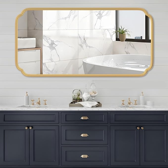 Gold Wall Mirror 48 x 24 Inch Bathroom Vanity Mirror by FerytangeHome