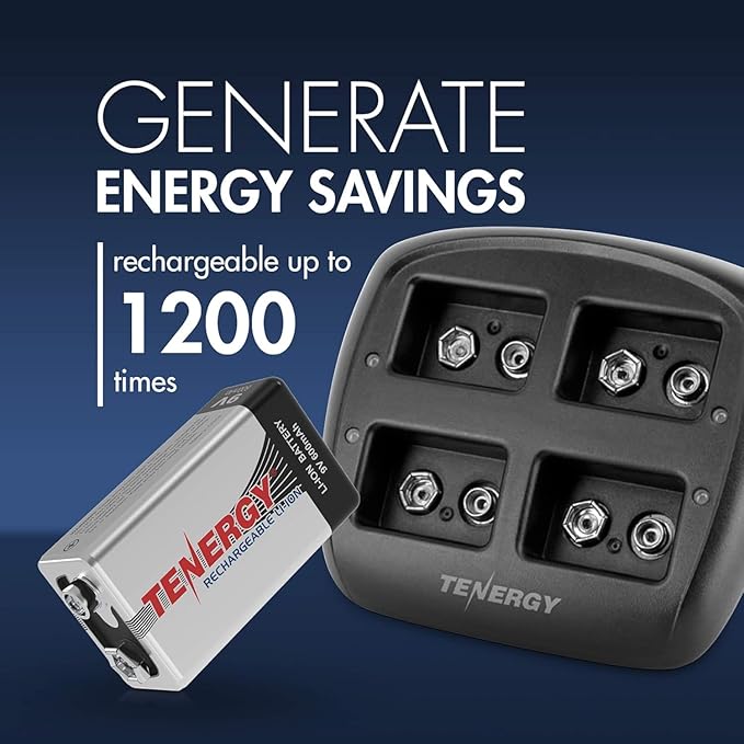 Tenergy TN294 4 Bay 9V Li-ion Battery Charger and 8 Pack 9V 600mAh Li-ion - Image 3