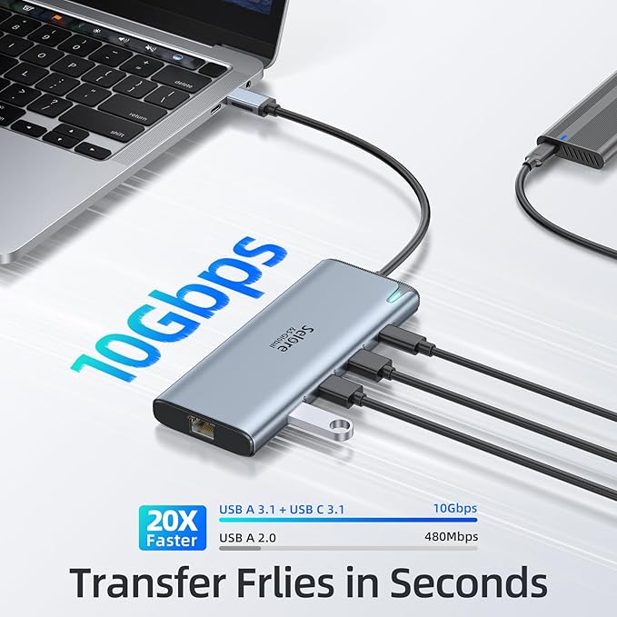 Docking Station USB C Video, 8K Laptop Docking Station Dual Monitor 8K@60Hz - Image 7