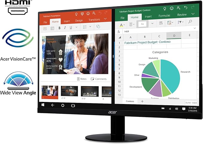 acer 21.5 Inch Full HD IPS Ultra-Thin Zero Frame Computer Monitor, SB220Q bi - Image 3
