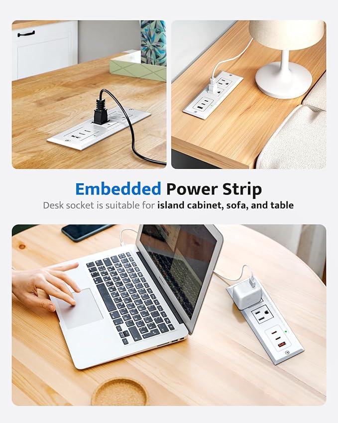 Recessed Power Strip with 20W USB C Port, Fast Charging USB A Port Conference - Image 5