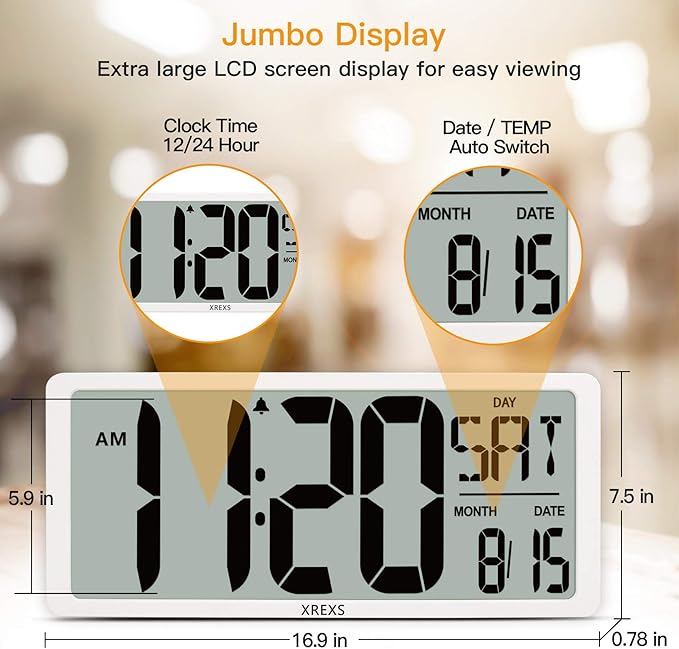 XREXS Large Digital Wall Clock - Image 3