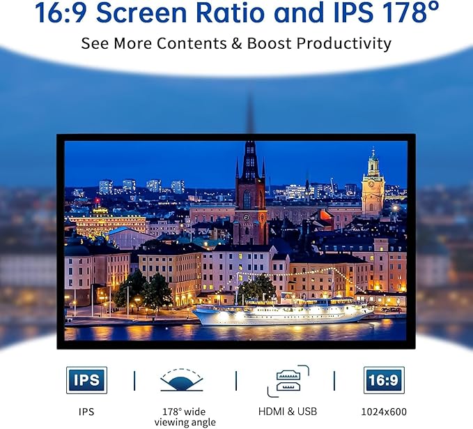 HMTECH 10.1 Inch Raspberry Pi Screen HDMI Monitor 1024x600 LCD Display 16:9 IPS - Image 2