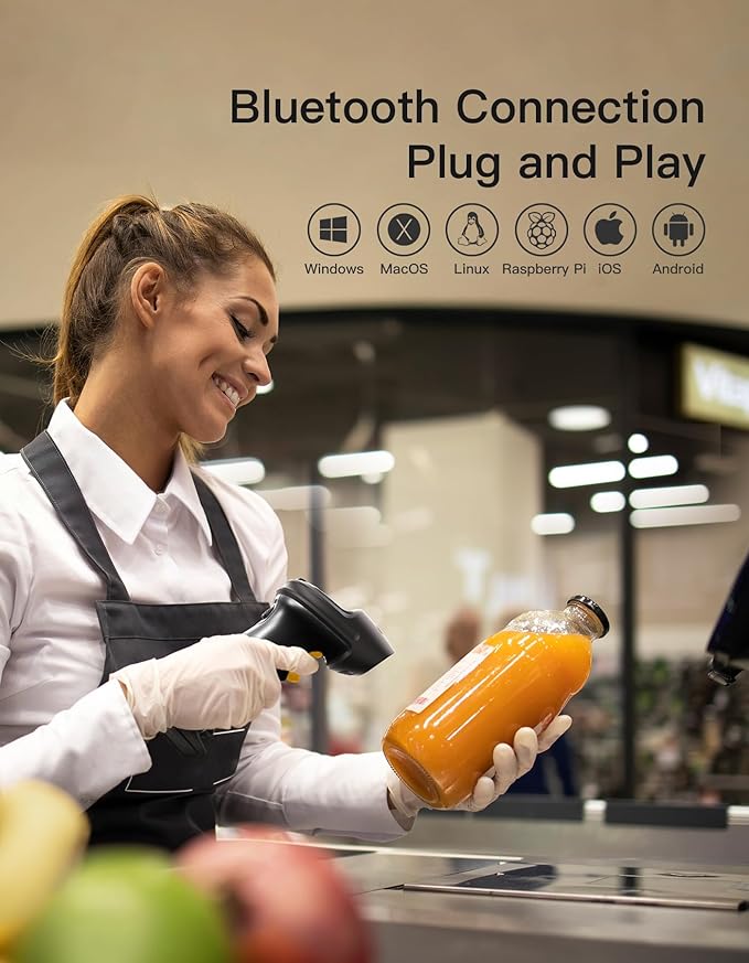 Inateck 2D Barcode Scanner, Wireless Bluetooth QR Code Scanner - Image 8