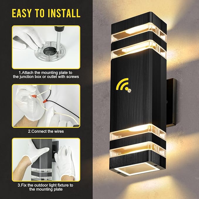 MZLITI Exterior Lighting Fixtures Dusk to Dawn 2 Pack, 3000K Warm White Outdoor - Image 6