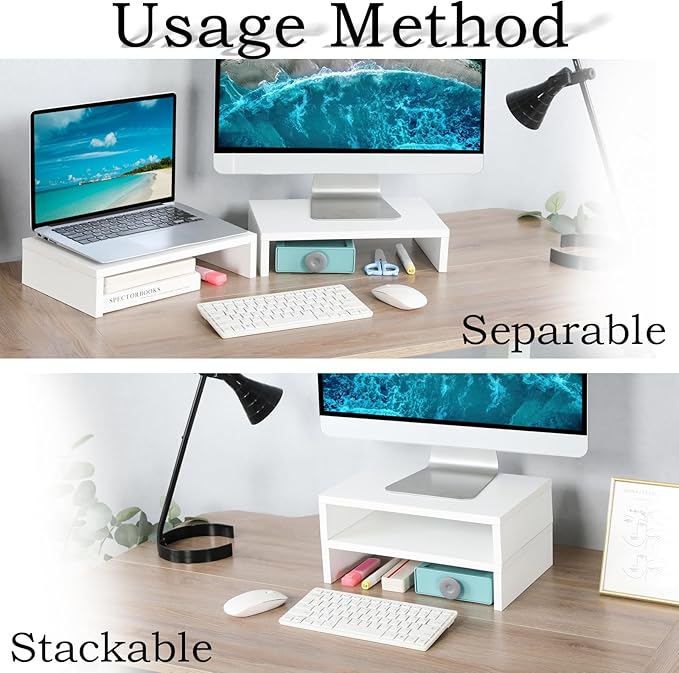 TEAMIX White Monitor Stand Riser - Image 3