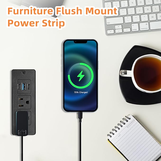 2 Pack Recessed Power Strips USB, 20W Fast Charging Furniture Outlets - Image 5