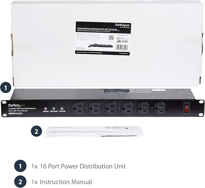StarTech.com 16 Outlet Horizontal 1U Rack Mount PDU Power Strip - Image 7
