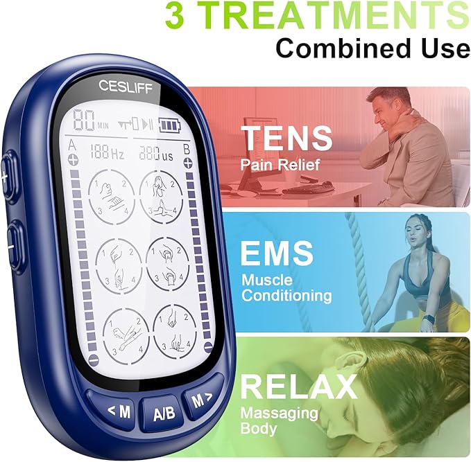 Dual Channel TENS EMS Unit Large Screen 24 Modes 36 Levels Intensity Muscle - Image 3