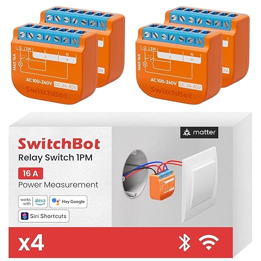 SwitchBot Matte Relay Switch 1PM, WiFi Switch Compatible by SwitchBot
