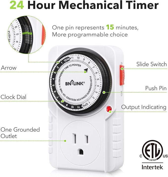BN-LINK 24 Hour Plug-in Mechanical Timer Grounded - Image 2