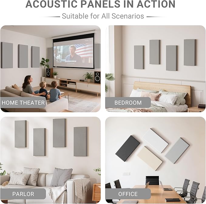4 Pack High-Density Core with Fabric Cover Acoustic Panels – 24×12×2 In - Image 6