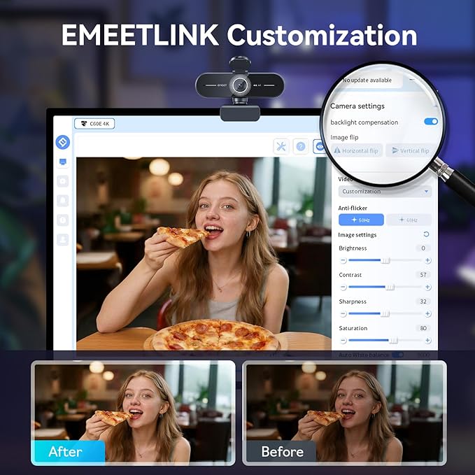 EMEET C60E 4K Webcam for Streaming & Gaming – PDAF Autofocus, Dual Mics - Image 8