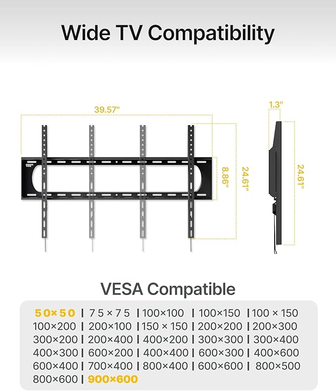 monTEK Heavy Duty Fixed TV Wall Mount Bracket - Image 7
