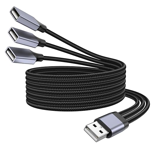 KAYQINHO USB Y Splitter, 3.3FT USB A Male to 3 Female Extension Cable, USB by Audioadapter