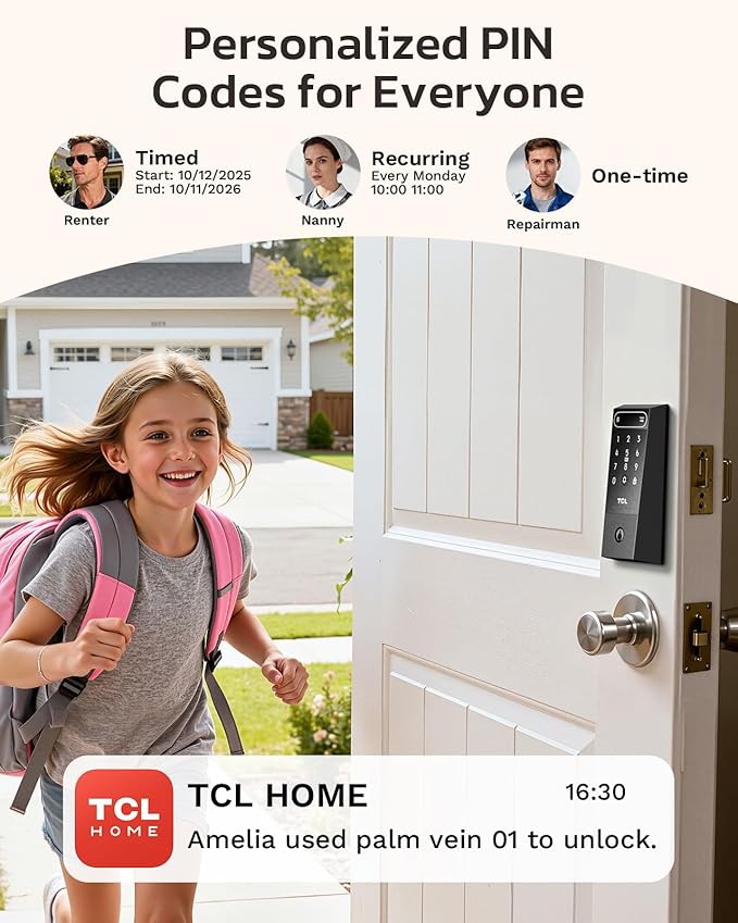 TCL D2 Pro Smart Lock with Palm Vein Recognition, 10000mAh Rechargeable Battery - Image 7