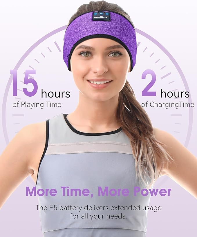 MUSICOZY Sleep Headphones Wireless, Grape Purple - Image 5