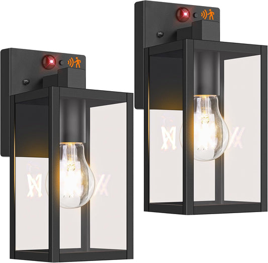 2-Pack Upgraded Motion Sensor Outdoor Wall Lights, 10.6” Small Dusk to Dawn