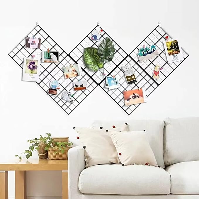 Feadily 6 Pack Metal Grid Panel, 13.8" x 13.8" Black Wire Grid Wall Organizer - Image 4
