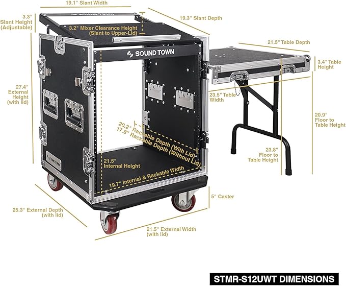 Sound Town High-Quality 1/2” 12U PA DJ Pro Audio Rack/Road ATA Case - Image 5