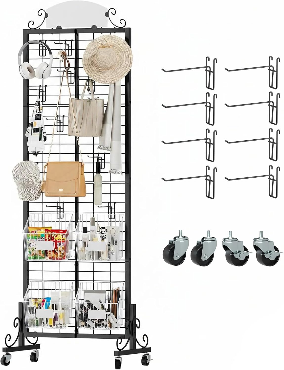 Urban Deco Grid Wall Panel Display Stand, 2.2' x 6.2' FT Gridwall Panel