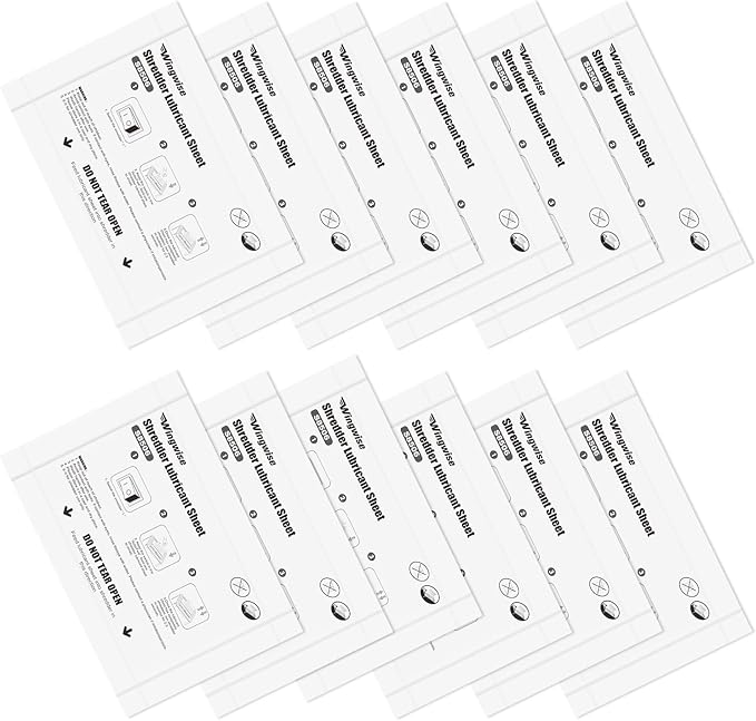 Wingwise 12-Pack Shredder Lubricant Sheets, 8.5 x 6 Inches, Sharpens Blades & by Wingwise