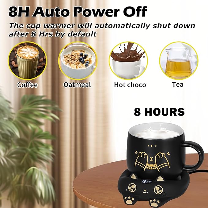 PUSEE Coffee Mug Warmer & Cute Cat Mug Set, Coffee Cup Warmer - Image 4