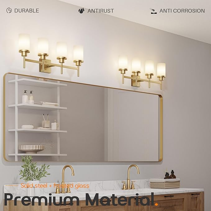 AONEON Wall Light Fixtures 4-Light Over Mirror, Wall Sconces - Image 6