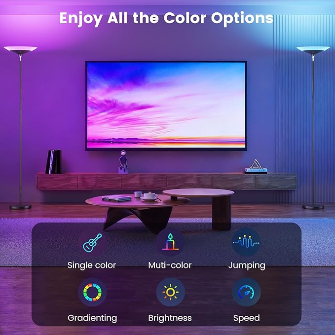 SIBRILLE RGB Torchiere Floor Lamp - 30W Dimmable LED Standing Lamp - Image 4