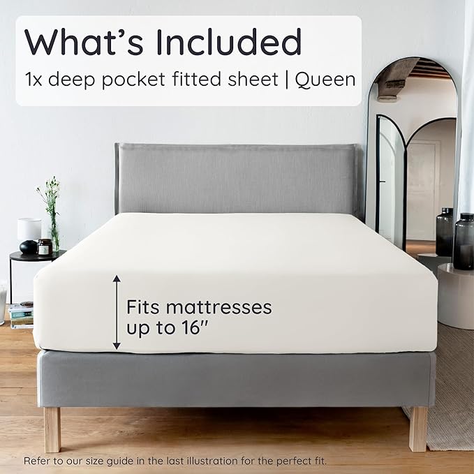 Bambaw 100% Viscose Derived from Bamboo Fitted Sheet Queen Size, 16’’ Deep - Image 2