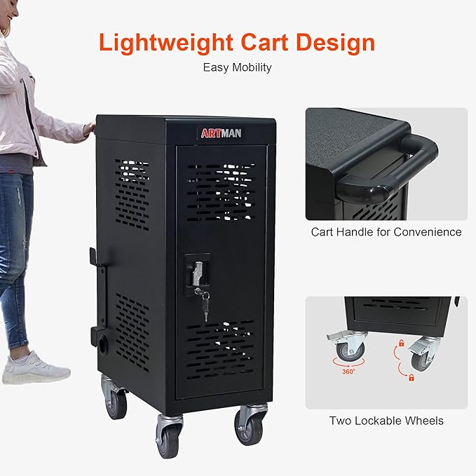 Aokleo Laptop Charging Cart, 16 Devices Tablet Storage Carts - Image 6