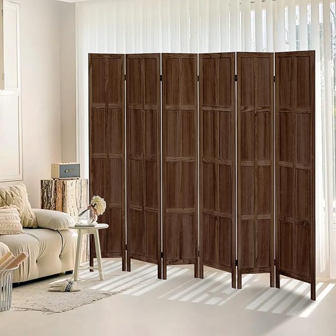 ALeesing 6 Panel Room Divider, 5.6Ft Wood Room Dividers and Folding Privacy by ALeesing