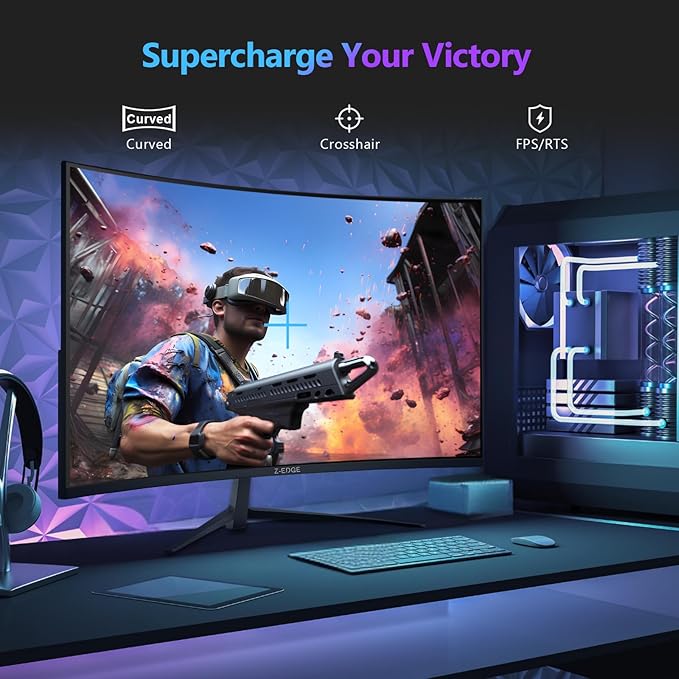 Z-Edge 27 inch Curved Gaming Monitor, QHD 1440P 165Hz 144Hz Curved 1500R - Image 8