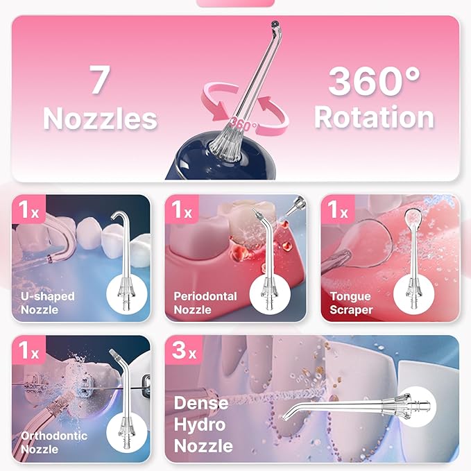 Water Flosser for Teeth, Cordless Oral Irrigator Portable Dental Cleaner Picks - Image 5