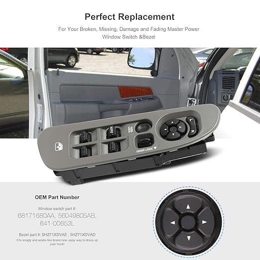 BASIKER Master Power Window Switch and Bezel Driver Side and Window Bezel - Image 2
