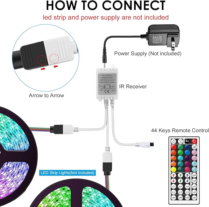 RGB LED Strip Light Remote Controller, 44 Key IR Remote - Image 7