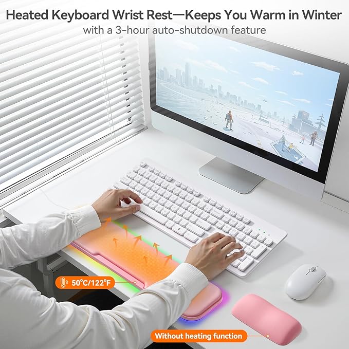 KONDOUND 2-in-1 Heated Wrist Rest Set, Ergonomic Memory Wrist Pad - Image 3