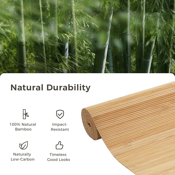 OUZUGIE 1 Pack 96x24 Inch Natural Bamboo Wall Panel – Twinned Carbides Pole - Image 7